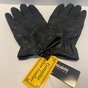 3M Thinsulate NWT Mens Vintage Black Leather Gloves Size Medium
